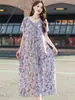 Novo vestido de algodão e seda estilo étnico para mulheres, estilo de férias de verão plus size, elegante vestido de praia de alta qualidade para mães