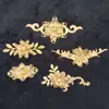 Kit de abanico de novia hecho a mano abanico de boda material de corona de fénix paquete de materiales de accesorios de rama de flor dorada combinada