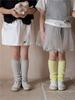 WTD878 Calcetines de Primavera para Niños Nuevos Bebé Color Brillante Oreja de Madera Media Pantorrilla Vaina Viento de Princesa Calcetines Apilables Modernos