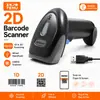 Scanner de código de barras sem fio 2D personalizável em estoque Scanner de código de barras 2.4G com tela para armazém, entrega expressa e caixa OEM