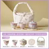 Juego de Té Wisteria Chunying Pintado a Mano de Fábrica Set Conveniente Cerámica Gaiwan Taza de Té Utensilios Especiales para Preparar Té Regalo de Inauguración