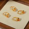 Pendientes de acero y titanio con diseño de circonita incrustada, estilo chic, joyería geométrica con personalidad, color esmaltado, colgante de amor