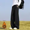 Calças casuais masculinas de perna larga, com caimento fluido, corte reto, respiráveis, toque de alta qualidade, modelagem solta, calças compridas, calças versáteis da moda estilo coreano para o verão