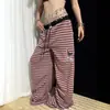 Pantalones casuales retro americanos nuevos de otoño, holgados y cómodos, con rayas de contraste, estilo hip-hop, pantalones de pierna ancha, perfectos para OOTD