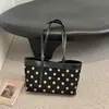 Bolso tote de lino con lunares, nuevo, de gama alta, nicho, versátil para ir al trabajo, gran capacidad, bolso de hombro y se puede llevar bajo el brazo