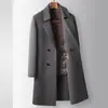 Abrigo largo para hombre para otoño e invierno, con pelo de alpaca desmontable y forro de plumón de ganso blanco, abrigo de lana de negocios joven y lujoso