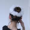 Accesorio para el Cabello de Encaje Patchwork a Cuadros Blanco y Negro de Diseñador, Liga para el Cabello Dulce y Linda Estilo Ins, Aro Grande para el Cabello, Adorno para la Cabeza a Cuadros Versátil
