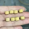 Cráneo de Calavera Tallado en Jade con Pasta Dorada Estilo Tíbet Pescado Accesorio DIY Cuentas Sueltas Semilla de Coco Rudraksha 108 Cuentas Budistas