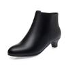 Botas de algodón cálidas para mujer, con forro polar de invierno, antideslizantes, de tacón medio y grueso, elegantes, cómodas y cortas, de algodón.
