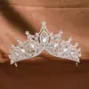 Acessórios de Cabelo para Casamento Ornamentos de Liga Cruzamento Europeu e Americano Retrô Coroa Barroca Coroa Grande de Strass Olho de Cavalo Faixa de Cabeça