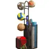 Cesta de Armazenamento para Tapete de Yoga com Rodas, Rack de Armazenamento para Equipamentos Esportivos e de Fitness, Suporte para Halteres, Rack de Armazenamento para Raquetes de Badminton e Bola de Basquete
