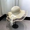 Novo Lançamento Quente Grande Chapéu de Palha de Praia Verão Feminino Proteção Solar Chapéu de Sol para Férias Versátil Ponto Chapéu de Pescador Onda