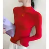 Suéter de Cachemira de Cuello Alto sin Costuras para Otoño e Invierno, Sencillo, Ajustado, de Punto para Mujer, Prenda Base de Lana