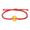 Pulsera de Oro Puro 999 con Cuentas de la Suerte, Hilo Rojo para el Año de Nacimiento, Mes Completo del Bebé, Adulto, Ceremonia de Apertura, Joyería de Oro, Regalo Casual