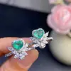 Anel de Esmeralda Natural Pedra 6*6mm, Tamanho Ajustável, Não Precisa Ser Dimensionado para Caber na Circunferência do Dedo, Cravação em Prata S925, Acabamento Fino, Processo de Galvanoplastia