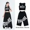 Roupas de jazz para meninas, conjunto de roupa de prática de jazz hip-hop para crianças, traje estiloso de street dance para apresentações infantis