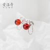 Eloch Plata S925 Astas de Ciervo Navideñas Mori Pendientes Elegantes Coreanos de Granate Rojo G4302