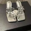 Sandalias de Tanga con Pedrería Estilo Hada para Mujer, Adecuadas para Uso en Exteriores, Estilo Elegante Verano 2026, Combinan con Vestidos, Tacón Fino Deslizables Tacones Altos