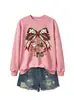 Amazon Wish Estação Independente Moda Casual Feminina Laço Pingente de Papai Noel Gola Redonda Moletom Comércio Exterior