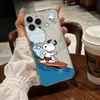 Ins Funda Divertida de Tabla de Surf de Snoopy para Teléfono Apple iPhone15pro Transparente TPU Suave Funda Anticaída