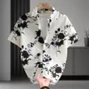 Camisa masculina de manga curta para o verão, camisa floral casual estilo havaiano, plus size, camisa de praia estilosa, top solto e leve