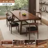 Mesa y Sillas de Comedor para Comida Rápida Estilo Industrial de Hierro Combinación Mesa de Comedor Rectangular para Taberna Comercial Restaurante de Hot Pot Restaurante de Barbacoa