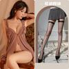 Sexy Bata de Noche Malla Transparente para Mujer Correa con Hebilla Delantera de Corte Bajo Vestido de Noche Apasionado No Necesita Quitarse Transparente Qqny Venta al por Mayor