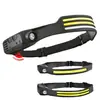 Nuevos faros COB de inducción por onda transfronterizos, luces para ciclismo al aire libre, carga USB, luces para correr de noche, faros de luz potente, silicona