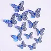 Venta Caliente Decoraciones de Pared de Mariposa Hueca 3D Azul Negra Sala de Estar del Hogar Pegatinas Decorativas de Mariposa Tridimensionales