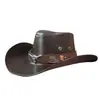 Sombrero Jazz de Ala Ancha de PU para Hombres y Mujeres, Visera Protectora del Sol para Exteriores de Primavera y Otoño, Sombrero de Caballero para Viaje, Sombrero de Vaquero del Oeste Americano