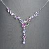 Colar de Tesouro Cor Safira Papalacha de Alto Padrão e Sensação de Luxo Leve Conjunto de Diamante Rosa Roxo Lavanda Turmalina Corrente para Mulheres