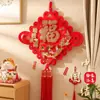 Colgante Personalizado Nuevo Hecho a Mano Nudo Chino Rojo Bendición y Felicidad Doble Cara para Sala de Estar Vestíbulo Casa Nueva y Palabras Felices para Boda Especial