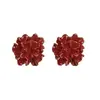 Pendientes de Camelia Roja Ankela, Pendientes de Flor Plegada Azul Tridimensional, Pendientes de Nuevo Estilo de Moda y Gama Alta Más Vendidos