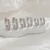 Selección Artística de Moda Europea y Americana Pendientes Redondos Brillantes con Tachuelas de Diamante de Moda, Pendientes de Aro Redondos de Circonita Únicos y Delicados, Estilo Coreano