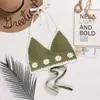 Ropa Exterior de Encaje con Espalda Descubierta y Cordones, Cuello en V, Top de Punto Tubular, Sujetador Halter, Envoltura para el Pecho, Parte Superior de Bikini para Mujer