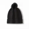 Cachemira Otoño/Invierno 2026 Nuevo Gorro de Punto Grueso Cálido de Moda para Mujer, Color Sólido, Tejido de Cable con Pompón, Informal