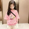 Camiseta de Algodón Puro para Niña Manga Corta Estampado de Dibujos Animados Nuevo Estilo 2026 Estilo Ins Versátil Ropa Exterior Top de Media Manga Moderno