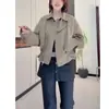 Chamarra cortavientos casual con solapa corta para mujer, estilo coreano, otoño 2026, entallada a la cintura, adelgazante, top de chaqueta de trabajo petite