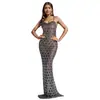 C7160 Moda Europeia e Americana Transfronteiriça Aliexpress Amazon Feminino Sexy Sem Alças Strass Slim-Fit Bodycon Vestido