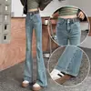 Pantalones acampanados para mujer, largos, con flecos, ajustados, nuevos Otoño e Invierno 2024, de cintura alta, ajustados, tipo herradura, micro jeans