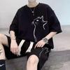 Ropa deportiva sin camisa, traje de verano para hombre, camiseta de manga corta, ropa de baloncesto, pantalones cortos casuales, dos piezas, moda coreana
