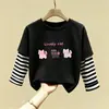 Blusa Patchwork Casual para Menina Roupas de Algodão Puro Infantil Novo Estilo Moda Tendência Manga Longa Primavera e Outono