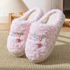 Pantufas de Algodão Bordadas para Homens no Outono e Inverno para Casa Interna com Sola Grossa Quente Forradas com Lã Casal Confinamento Pantufas de Lã para Mulheres