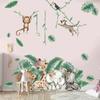 Desenho animado Elefante Macaco Videira Folha de Bananeira Adesivos de Parede Quarto Infantil Quarto Cabeceira Jardim de Infância Papel de Parede Decorativo Autoadesivo