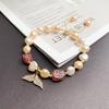 Pulsera de Cristal de Fresa Natural para Mujer Pulsera de Cristal Rosa Flor de Durazno Diseño de Nicho Ins Regalo para Novia Pulsera