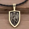 Venda Quente Transfronteiriça Amuleto Pingente Escudo Sagrado do Arcanjo São Miguel Colar Ortodoxo Russo Masculino