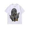 Camiseta de manga corta con estampado de rap hip hop antiguo de lavado pesado de estilo americano para hombre, camiseta informal holgada de media manga de marca de moda transfronteriza