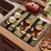 Tapete antideslizante para encimera de lavabo de restaurante de Navidad estilo americano, tapete de mesa absorbente de agua y secado rápido, tapete de drenaje de cocina de tierra de diatomeas para el hogar