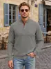Sudadera de punto jacquard con textura de ochos para hombre, cuello henley, de comercio exterior, para primavera y otoño, con bolsillo en el pecho, informal