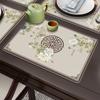 Novo Jogo Americano de Mesa Estilo Chinês Alto Padrão Impermeável à Prova de Óleo Couro Luxo Leve Isolamento Térmico Tapete para Prato de Jantar Doméstico Tapete para Tigela Estilo Chinês